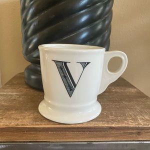 Anthropologie Monogram V Stoneware Mug